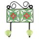 Green Floral Ceramic Tile Hook